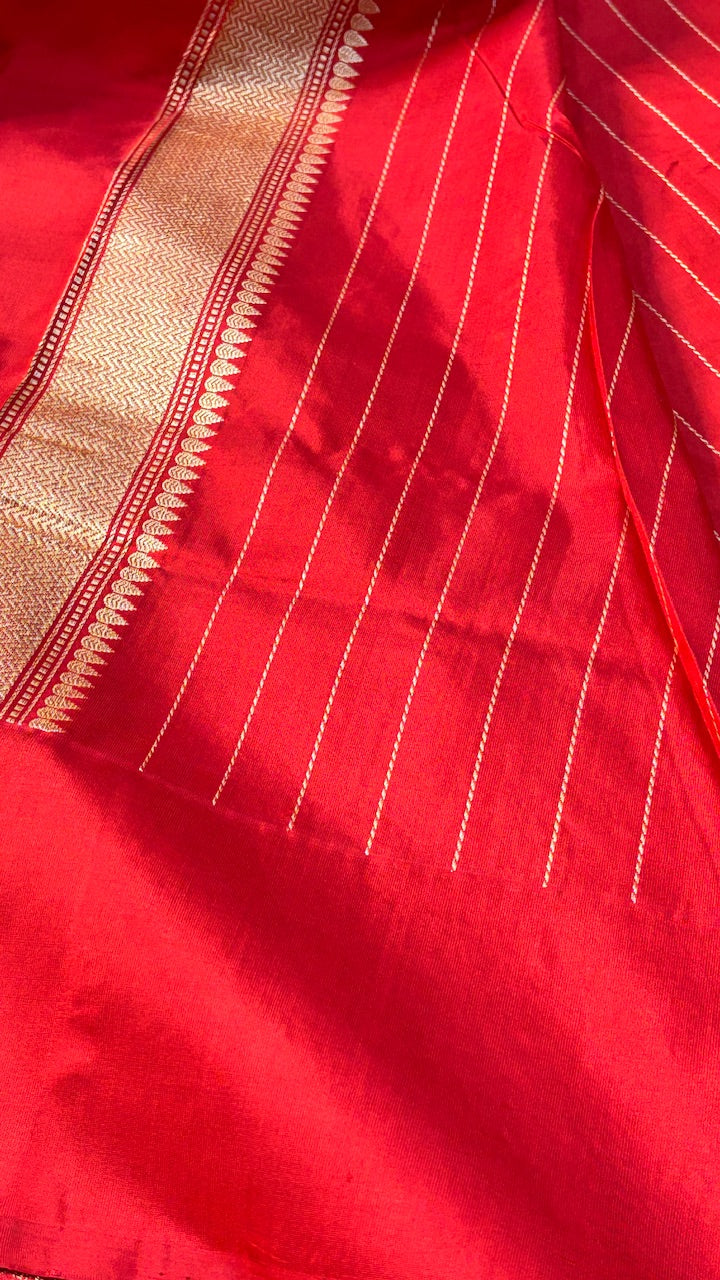 Light ivory Pure Banarasi Ektara Silk Handwoven Saree