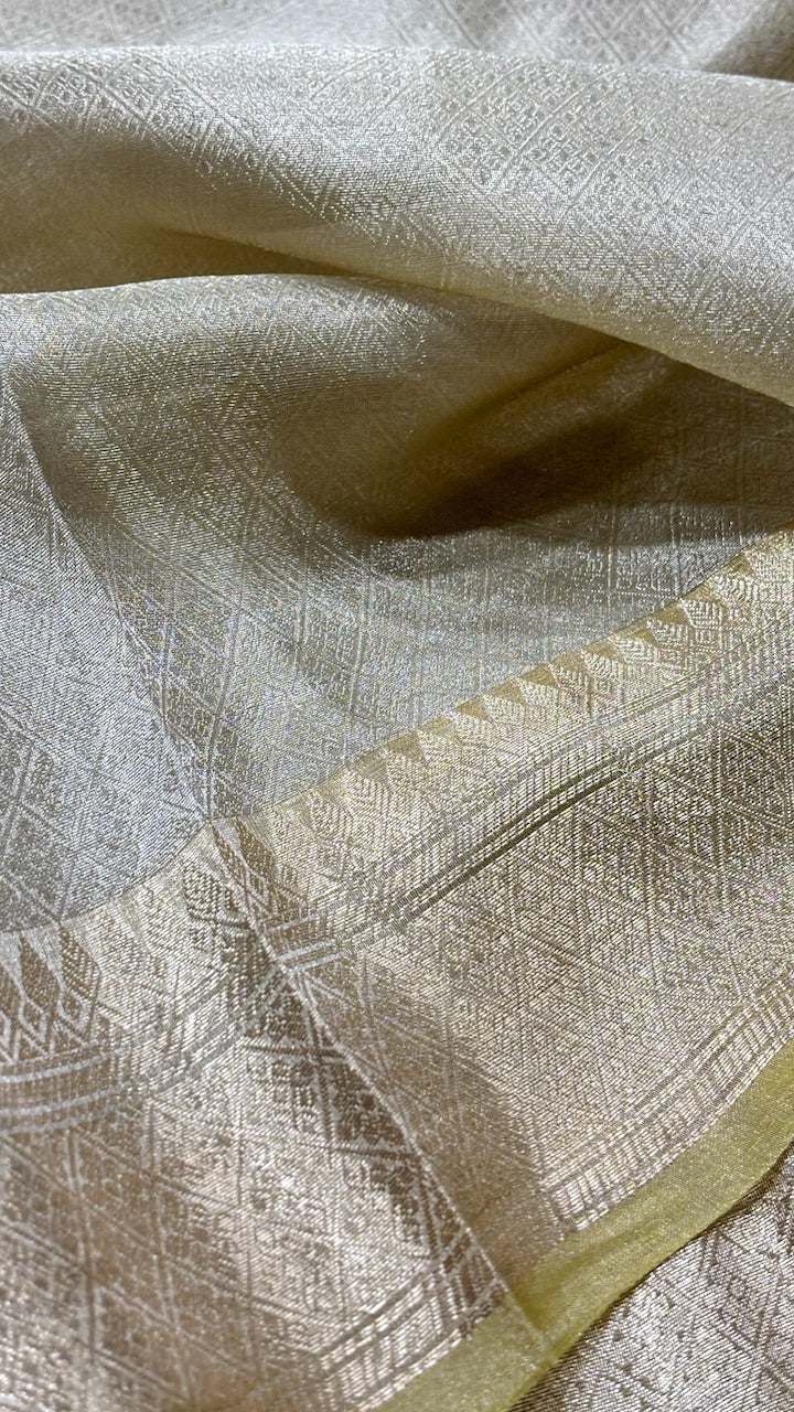 Molten Silver Pure Zari Tissue Saree