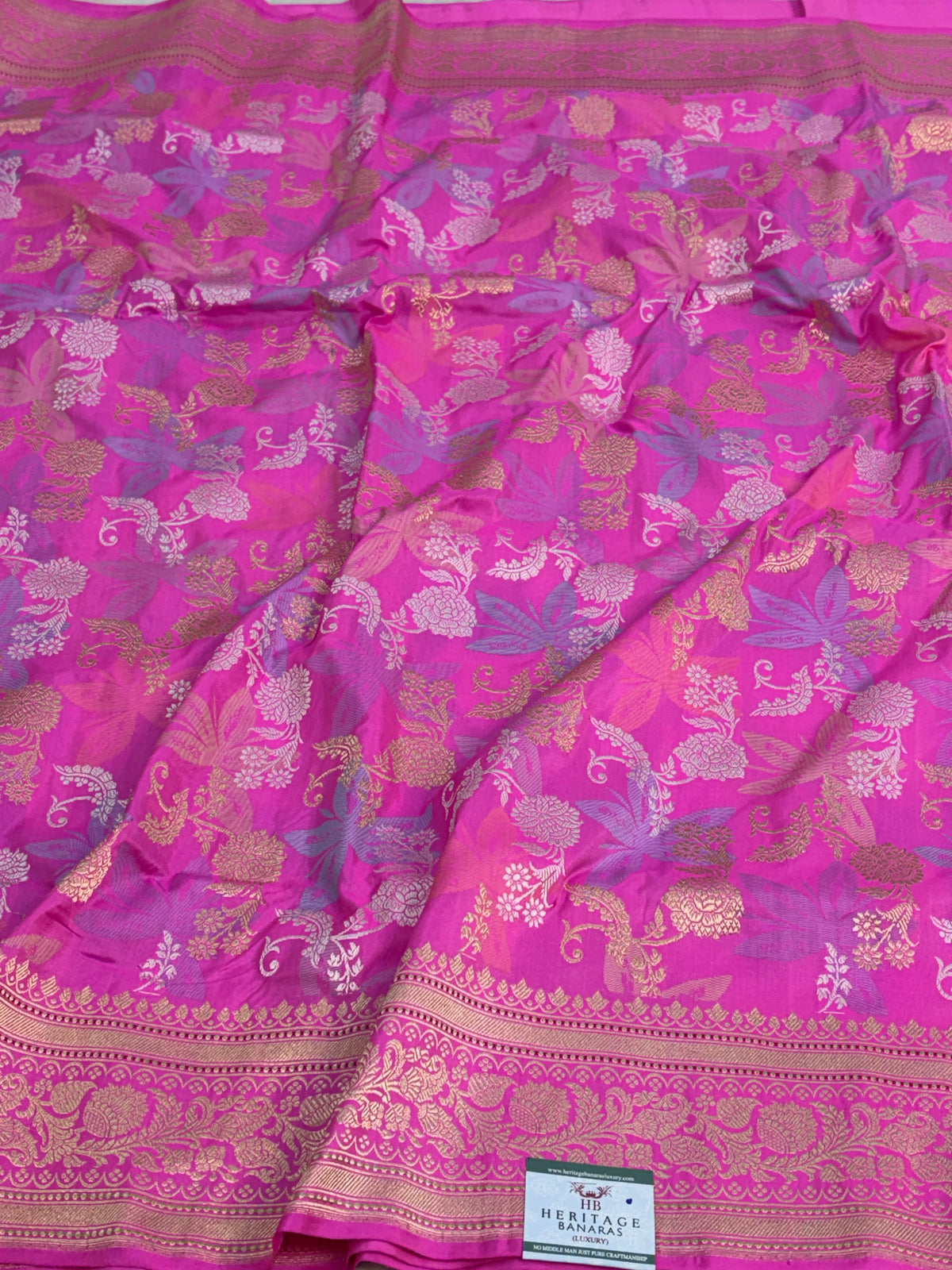 Pink Handwoven Pure Banarasi Katan Silk Saree