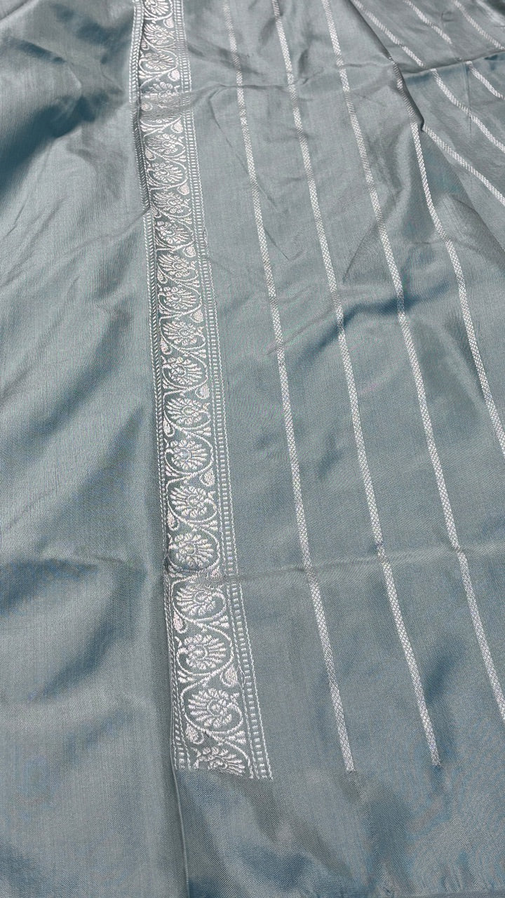 Slate-blue Pure Banarasi Ektara Silk Handwoven Saree