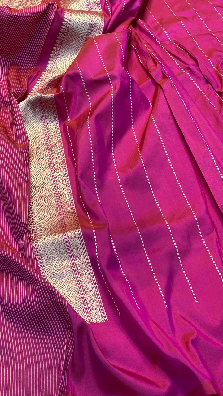Rani Pink Banarasi Katan Silk Handwoven Saree