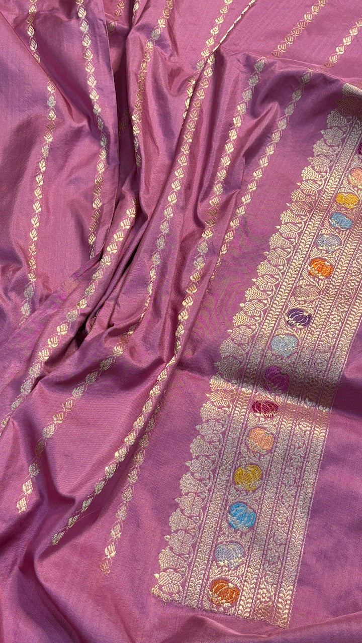 Rose Pink Pure Banarasi Katan Silk Handwoven Saree