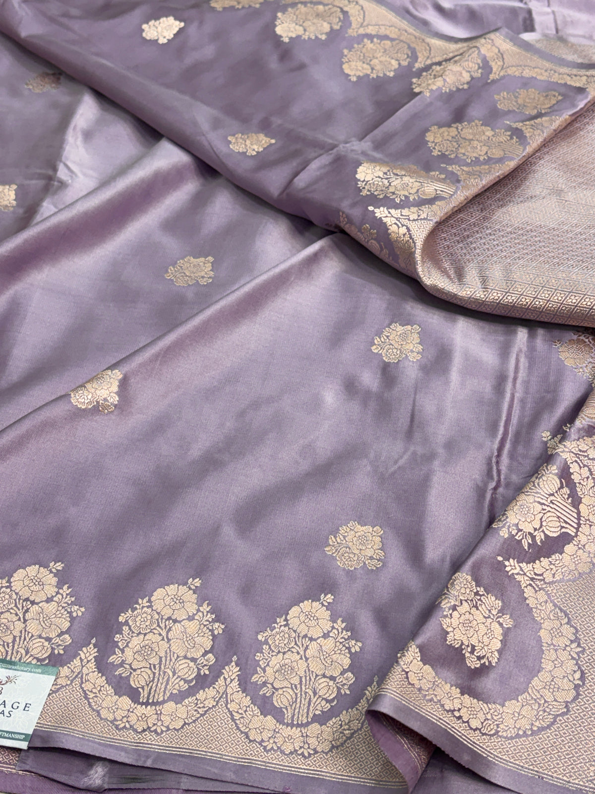 Mauve Handwoven Pure Banarasi Mashru Satin Silk Saree