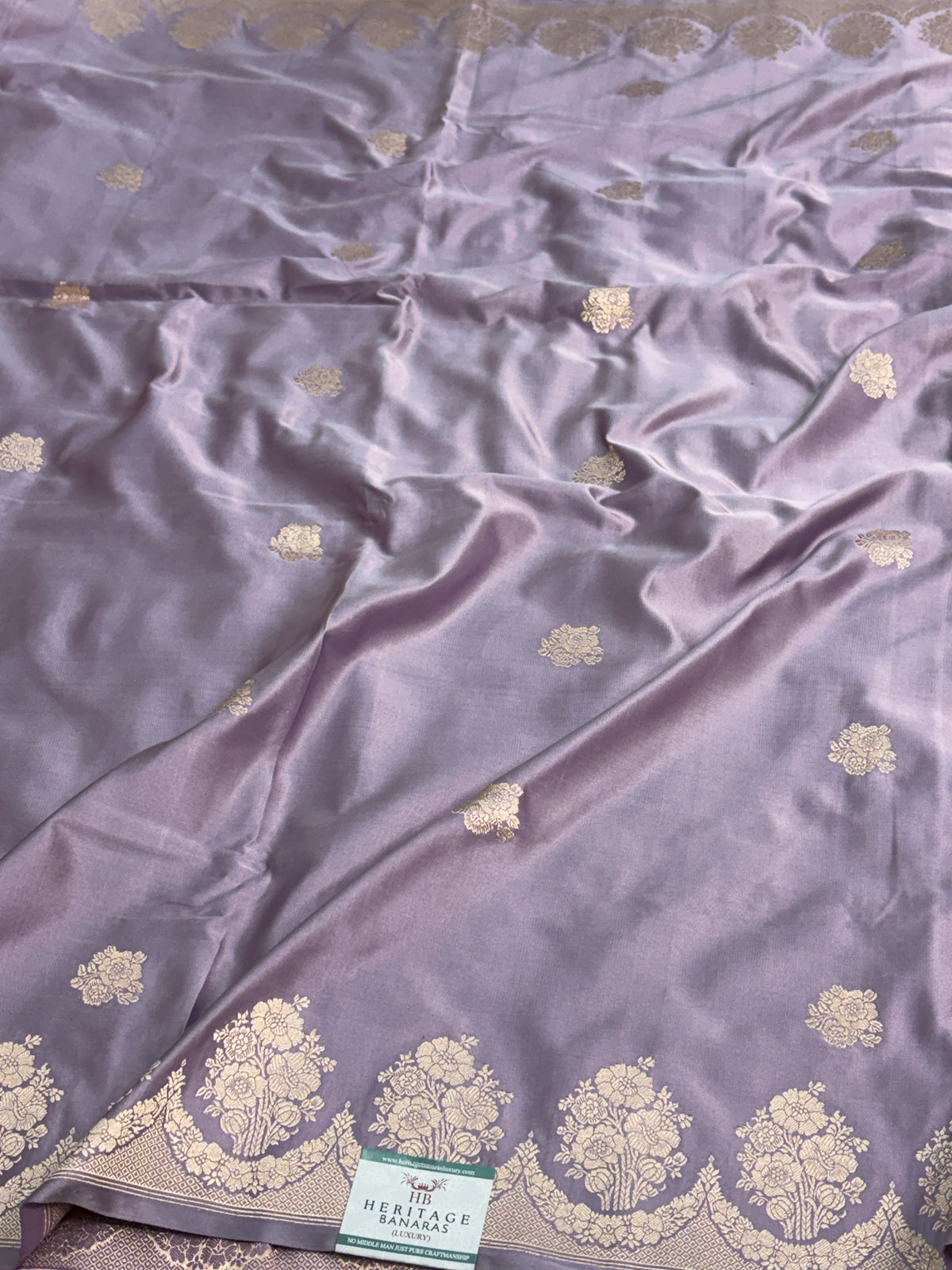 Mauve Handwoven Pure Banarasi Mashru Satin Silk Saree