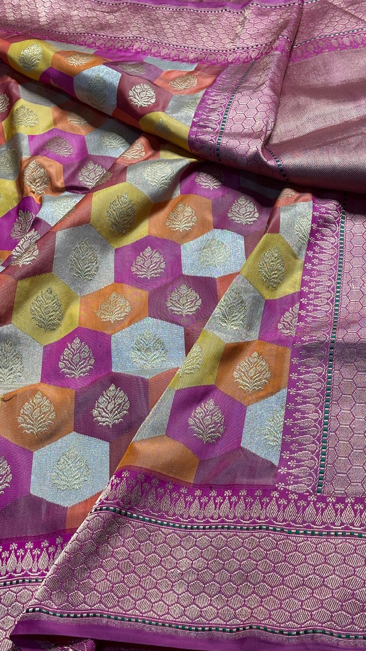 Pink Rangkaat Banarasi Katan Silk Handwoven Saree