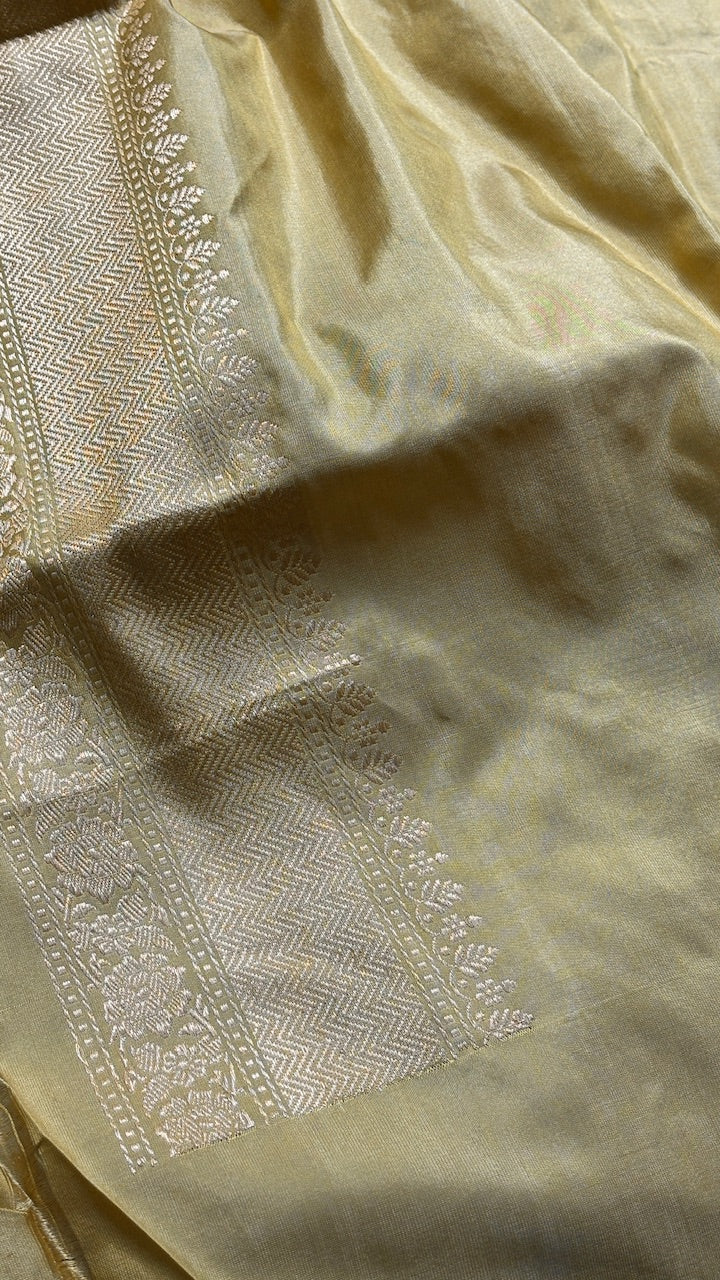 Champagne Gold Banarasi Katan Silk Handwoven Saree