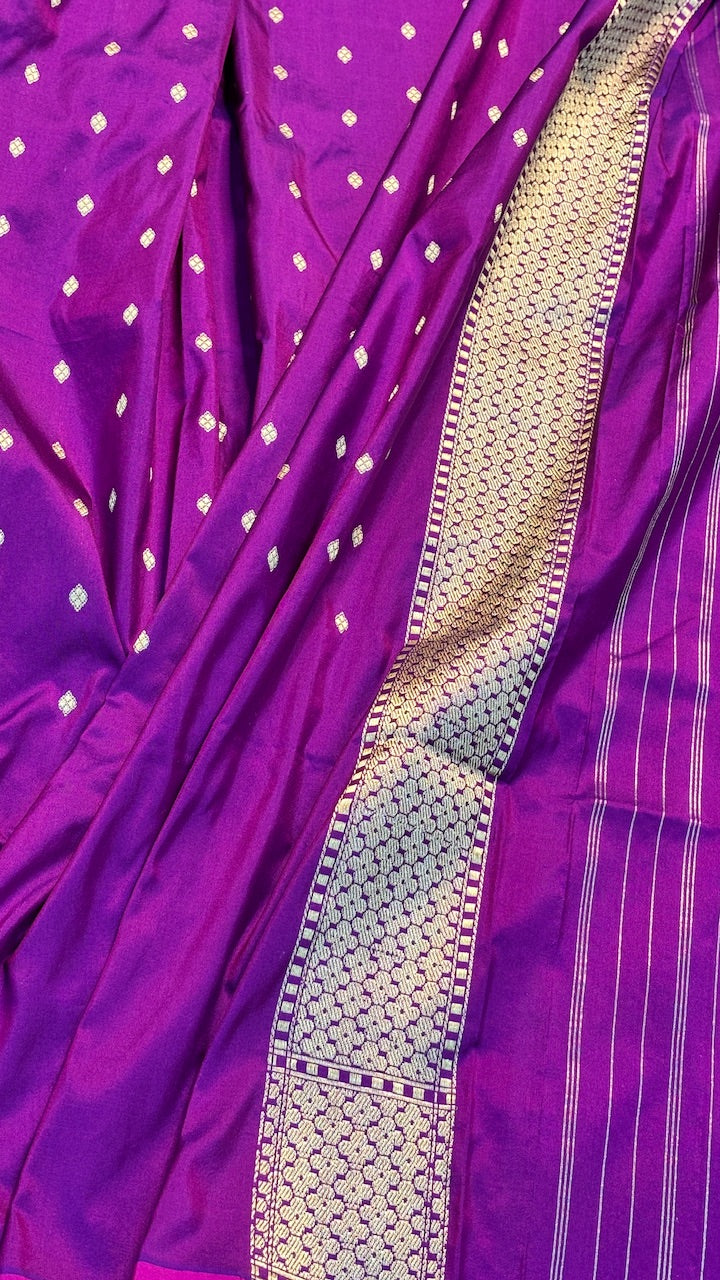 Purple Banarasi Katan Silk Handwoven Saree