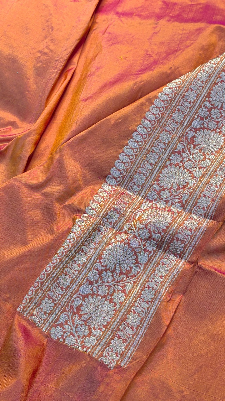 Peach Banarasi Katan Silk Handwoven Saree