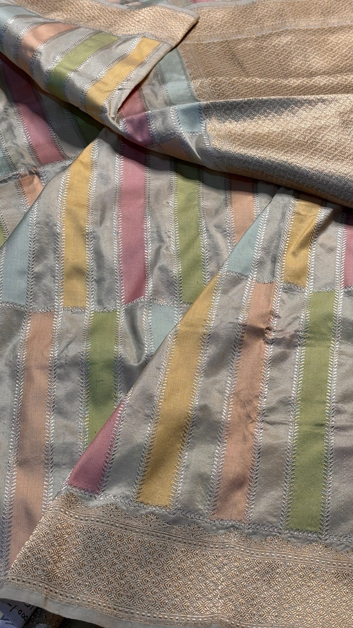 Ivory Banarasi Katan Silk Handwoven Saree