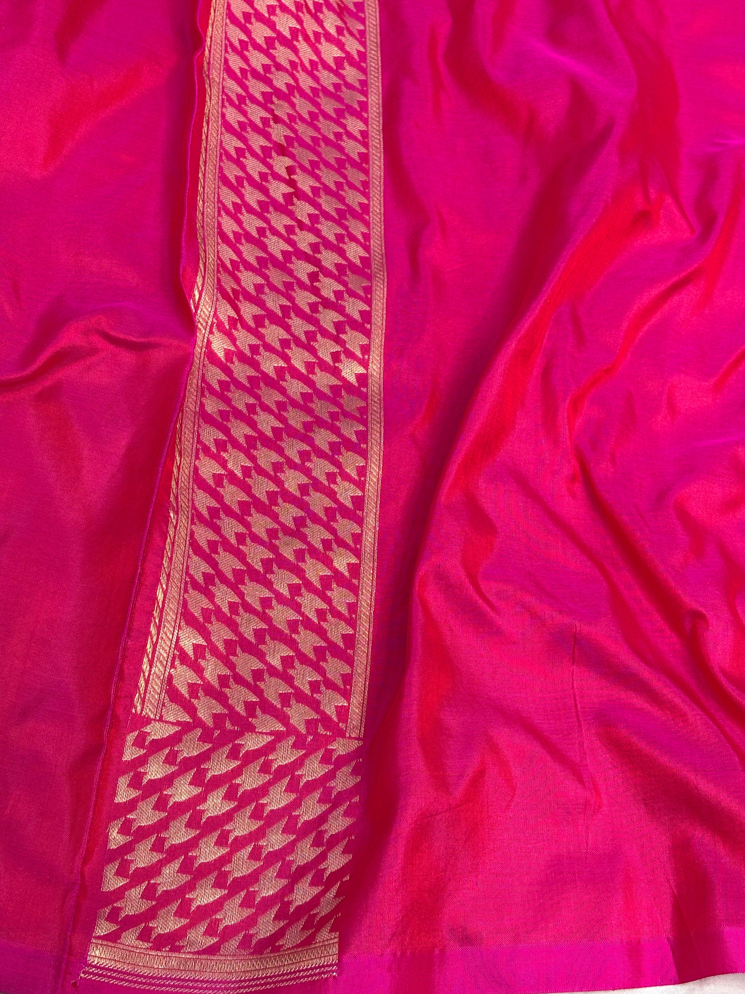 Pink Banarasi Pure Katan Silk Saree with Golden Zari Weaving