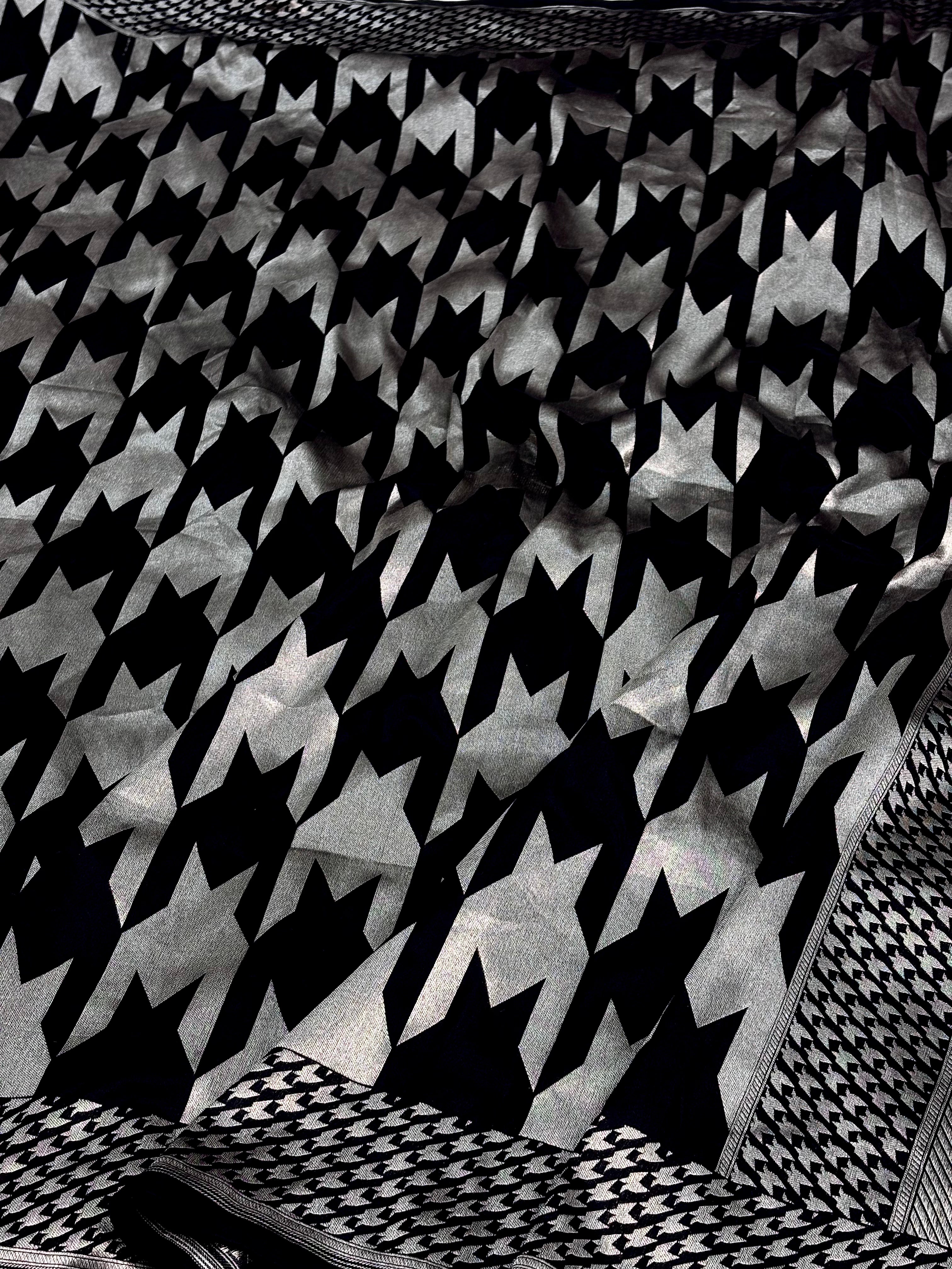 Modern Banarasi Pure Katan Silk Saree with Silver Zari Weaving