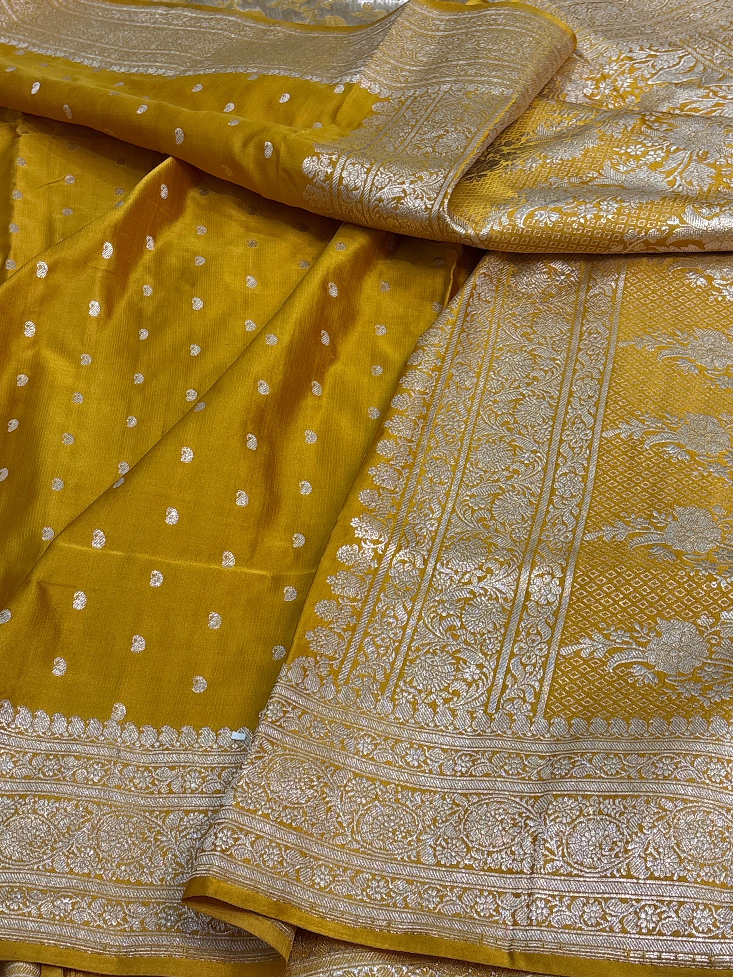 Mustard Yellow Handwoven Banarasi Satin Silk Saree