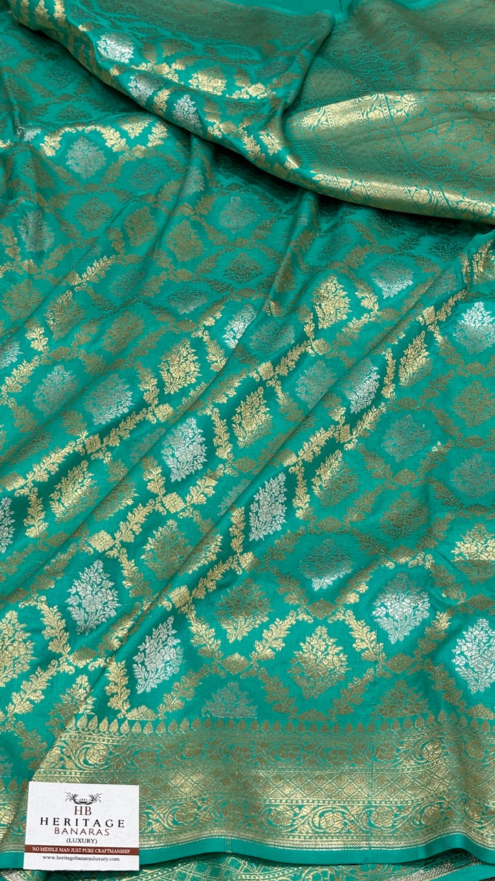 Emerald Green Pure Meenakari Banarasi Katan Silk Saree