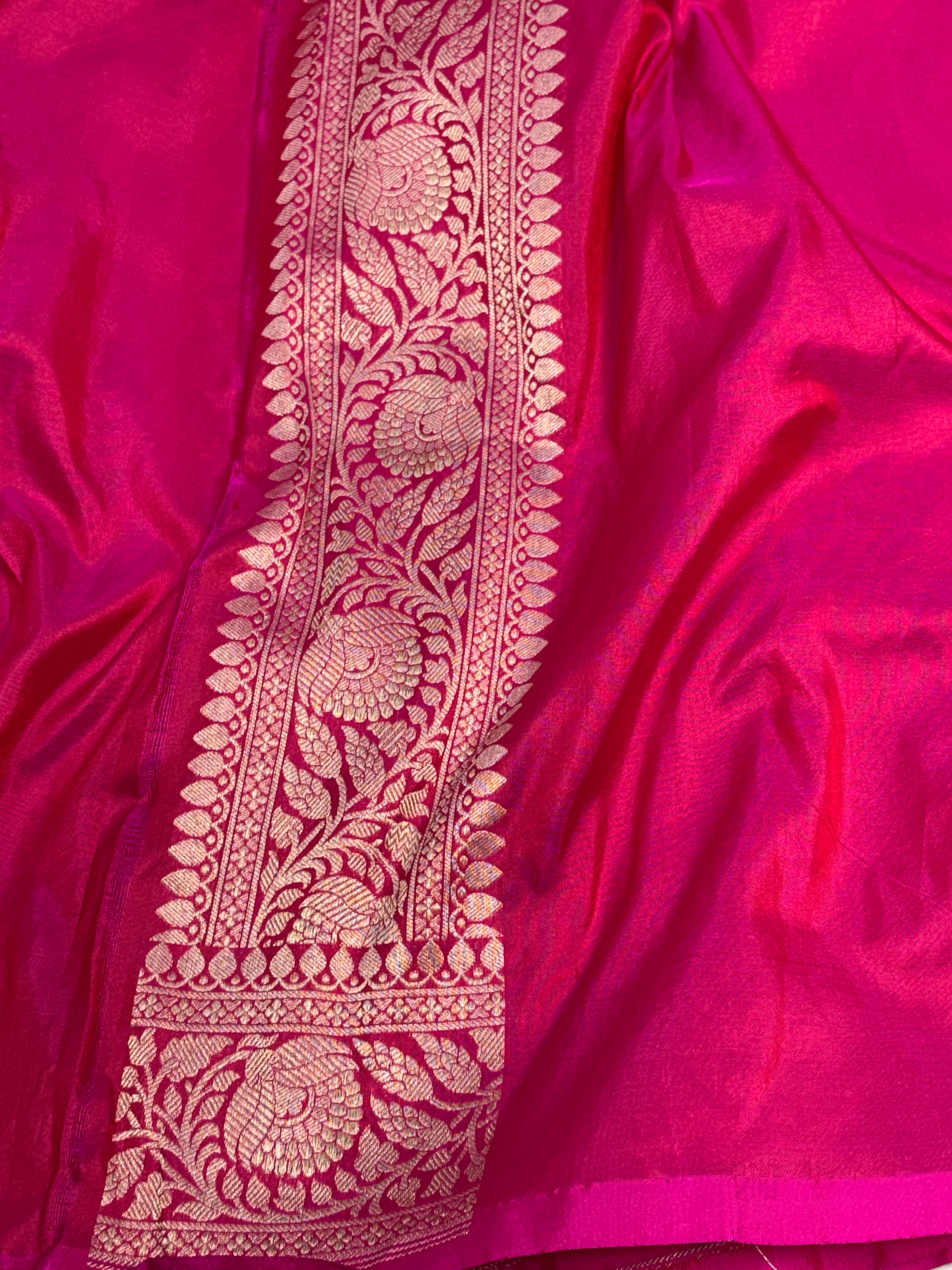 Pink Banarasi Pure Katan Silk Brocade Saree with Roopa Buta Weaving