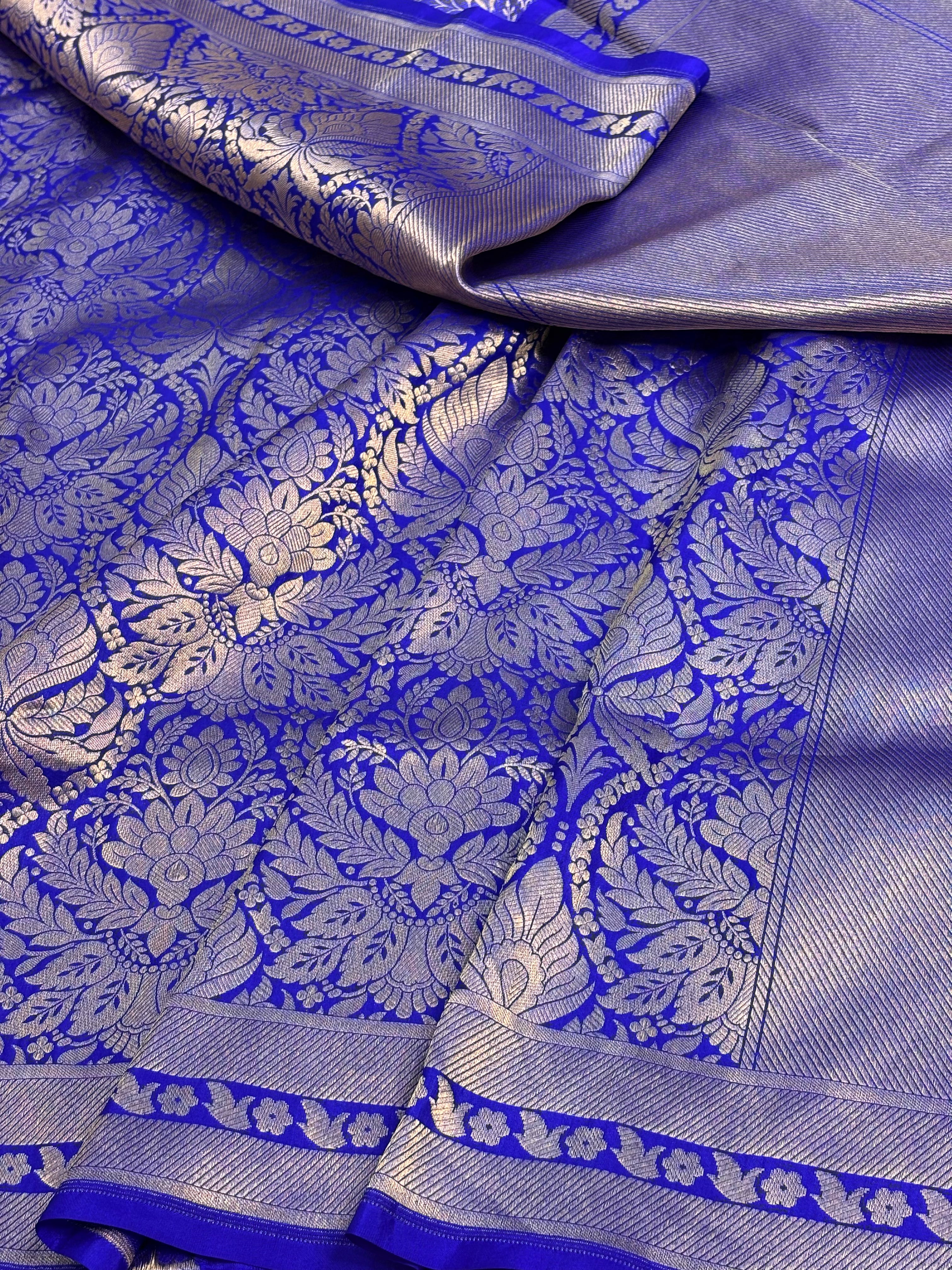 Janhvi Kapoor Inspired Royal Blue Banarasi Pure Katan Silk Saree