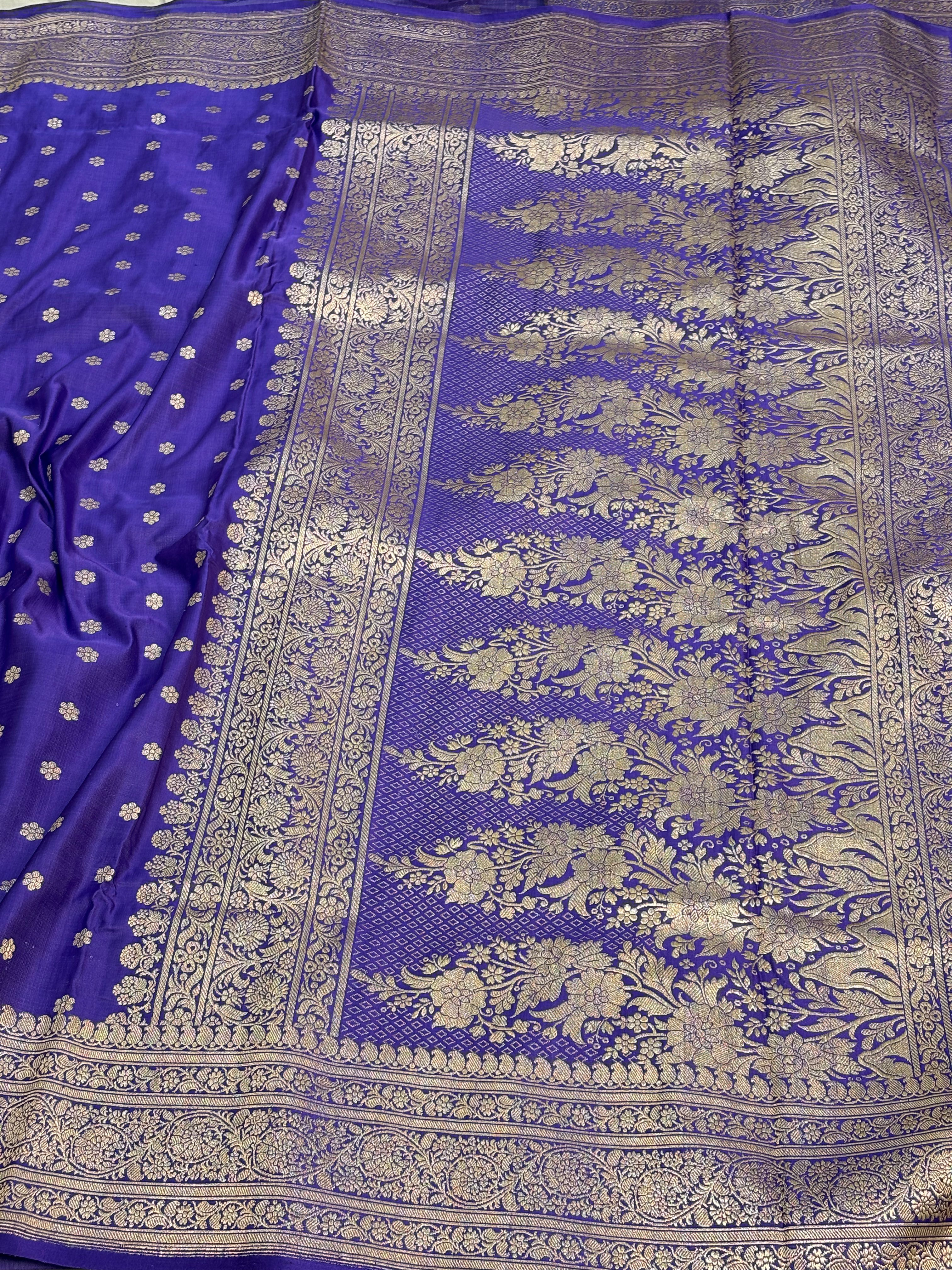 Dark Lavender Handwoven Banarasi Satin Silk Saree