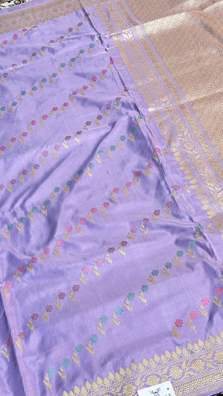 Lavender Mist Pure Banarasi Katan Silk Handwoven Saree