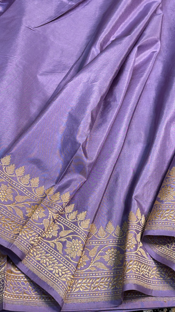 Lavender Mist Pure Banarasi Katan Silk Handwoven Saree