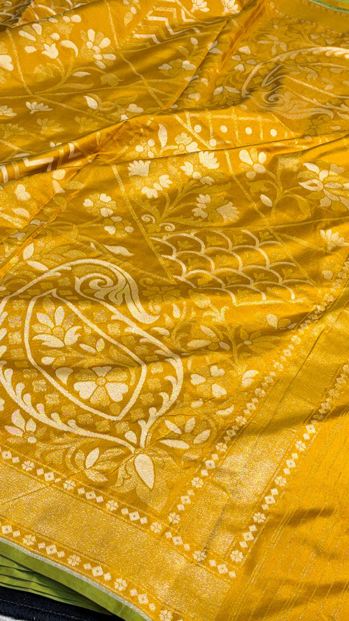 Musterd Yellow Ektara Silk Jamdani handloom Saree