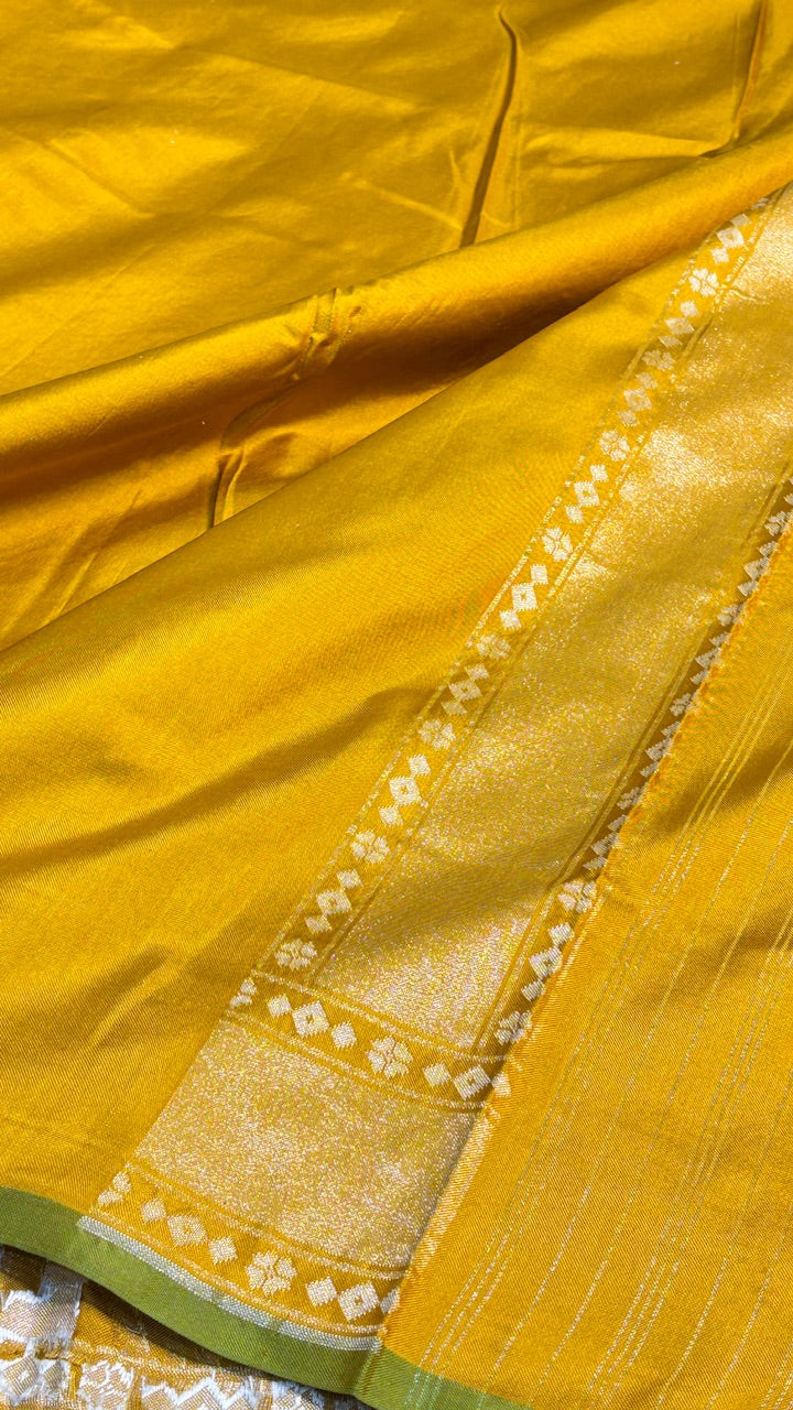 Musterd Yellow Ektara Silk Jamdani handloom Saree