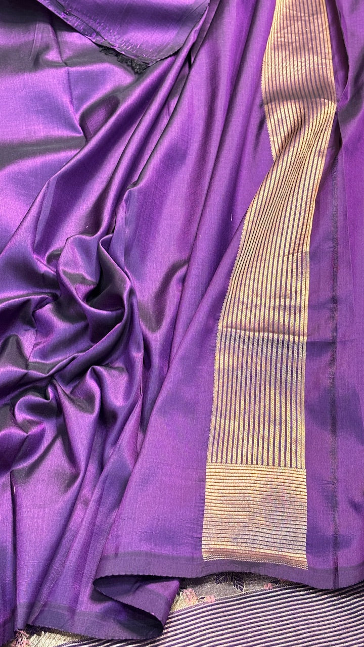 Purple Banarasi Brocade Silk Saree