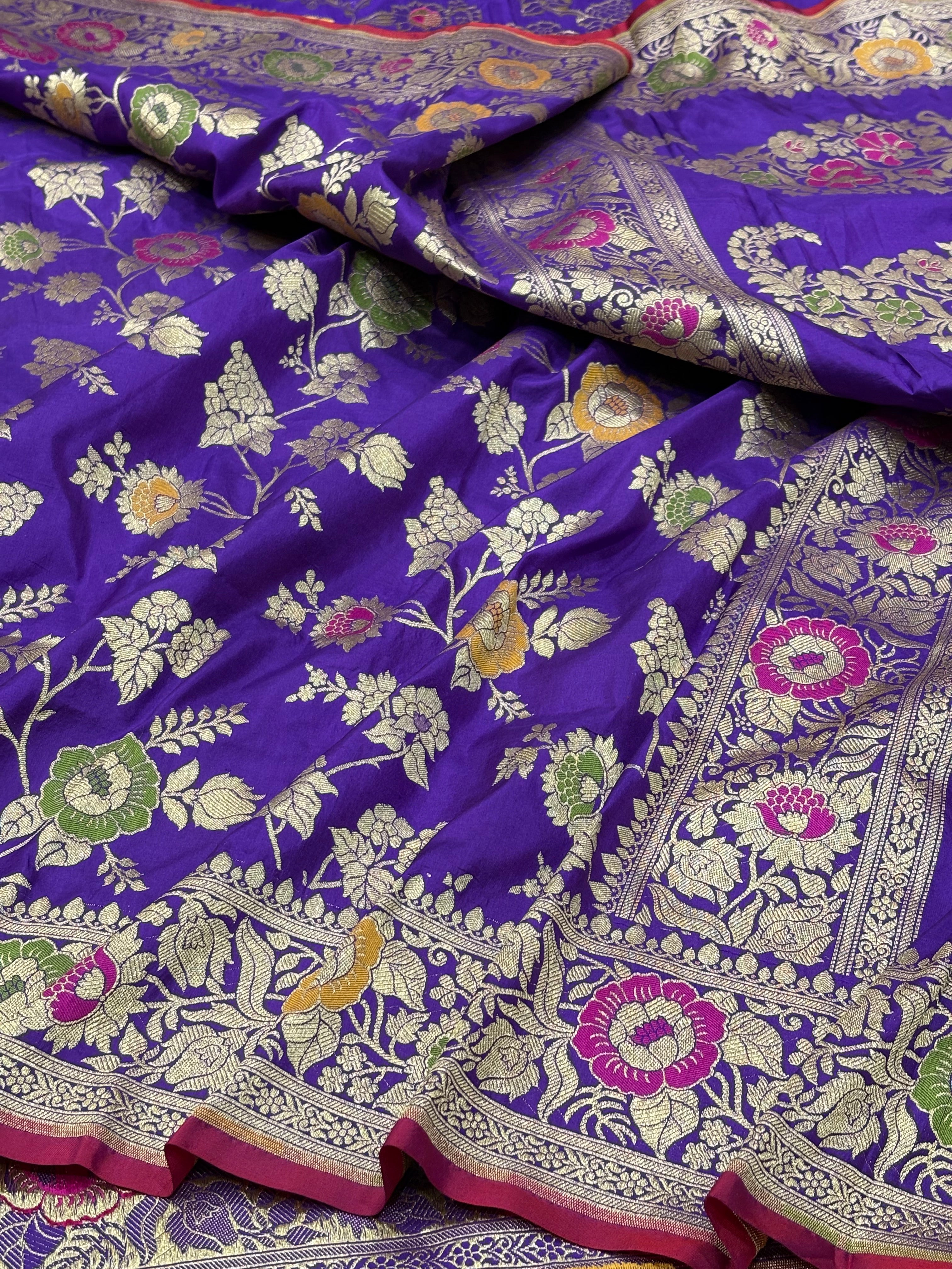 Purple Pure Banarasi Katan Silk Saree
