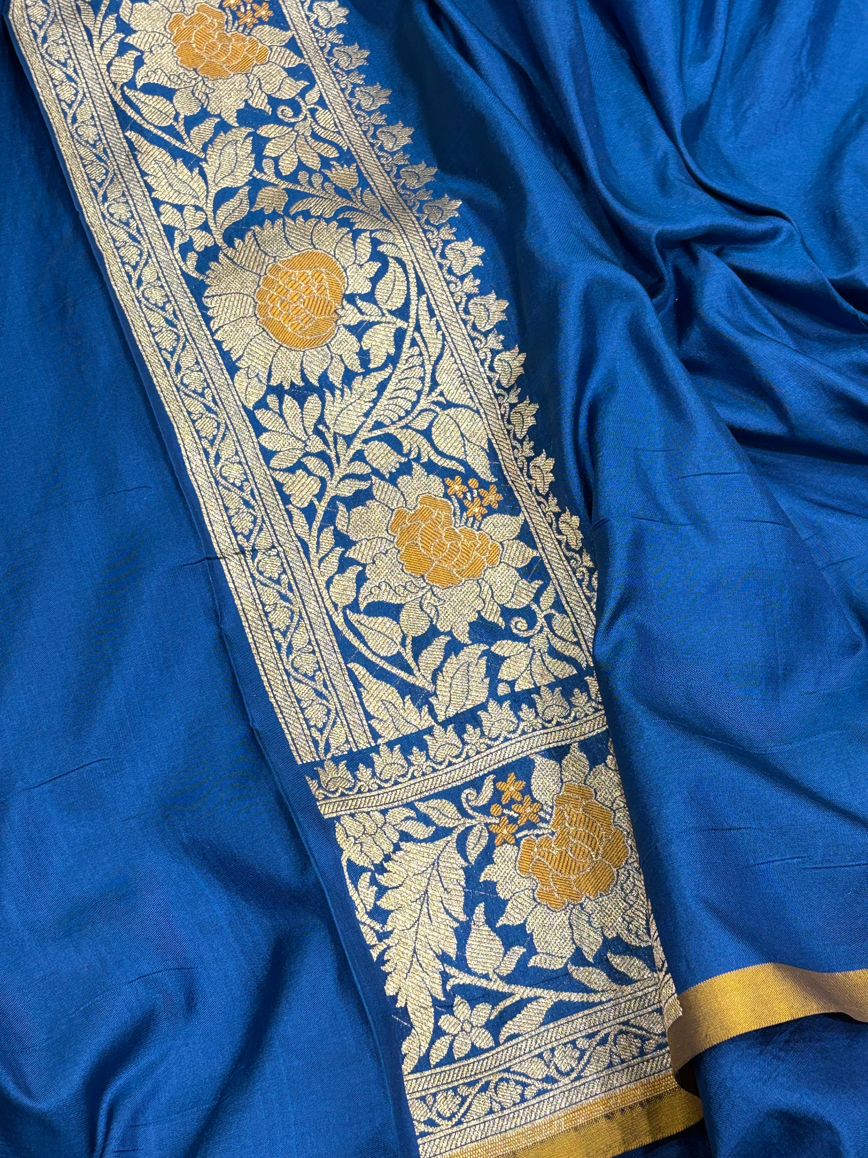 Royal Blue Pure Banarasi Katan Silk Saree