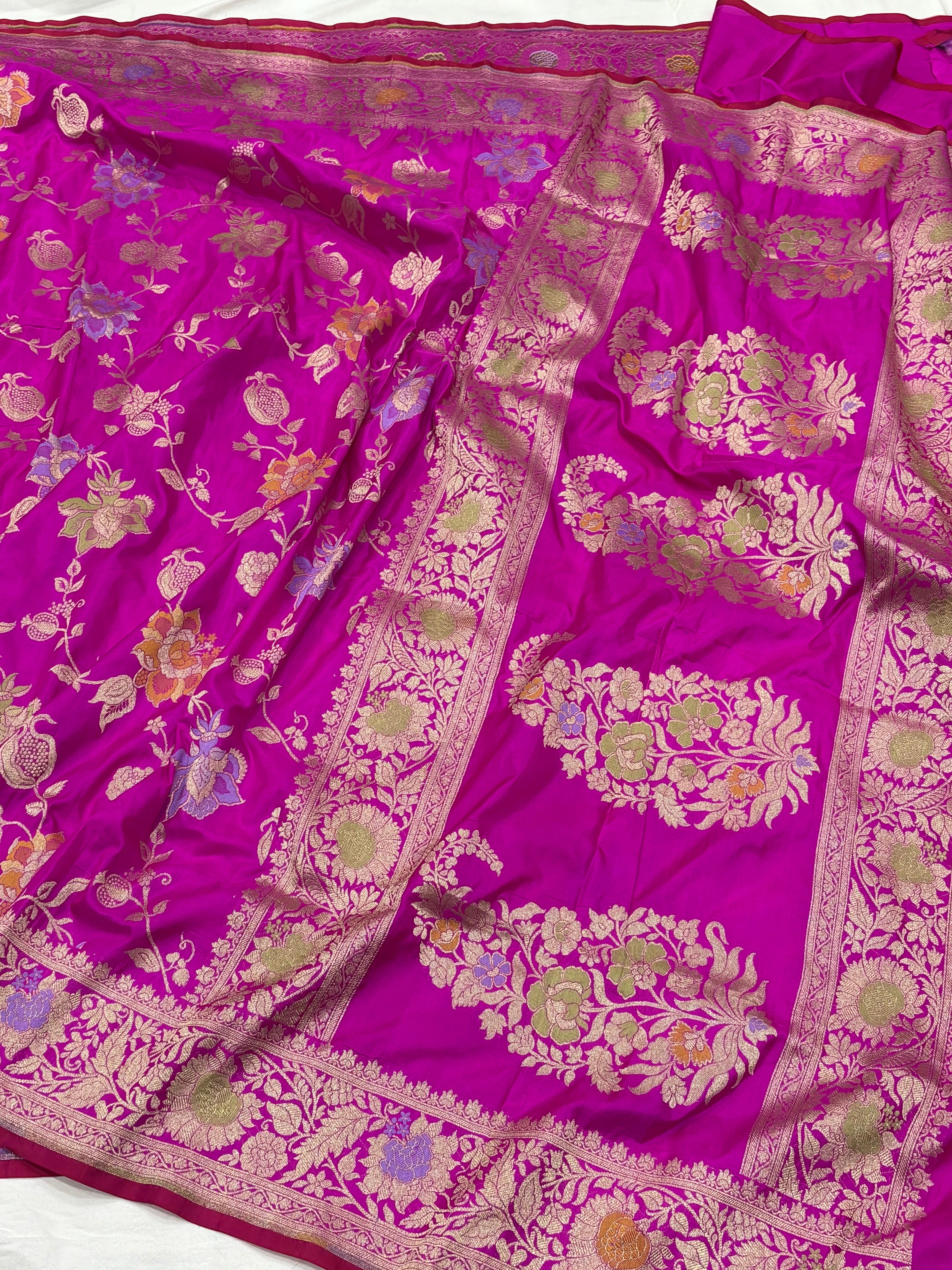 Hot Pink Pure Banarasi Katan Silk Saree