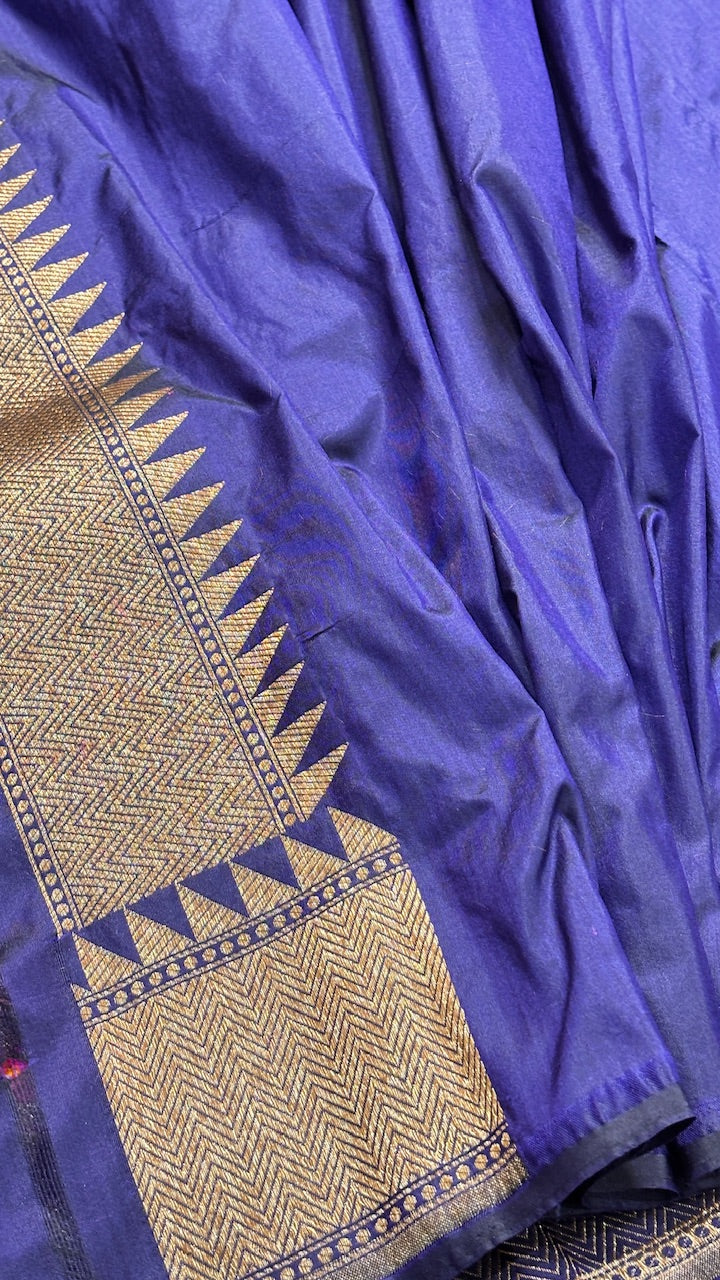 Royal Midnight Blue Banarasi Brocade Silk Saree