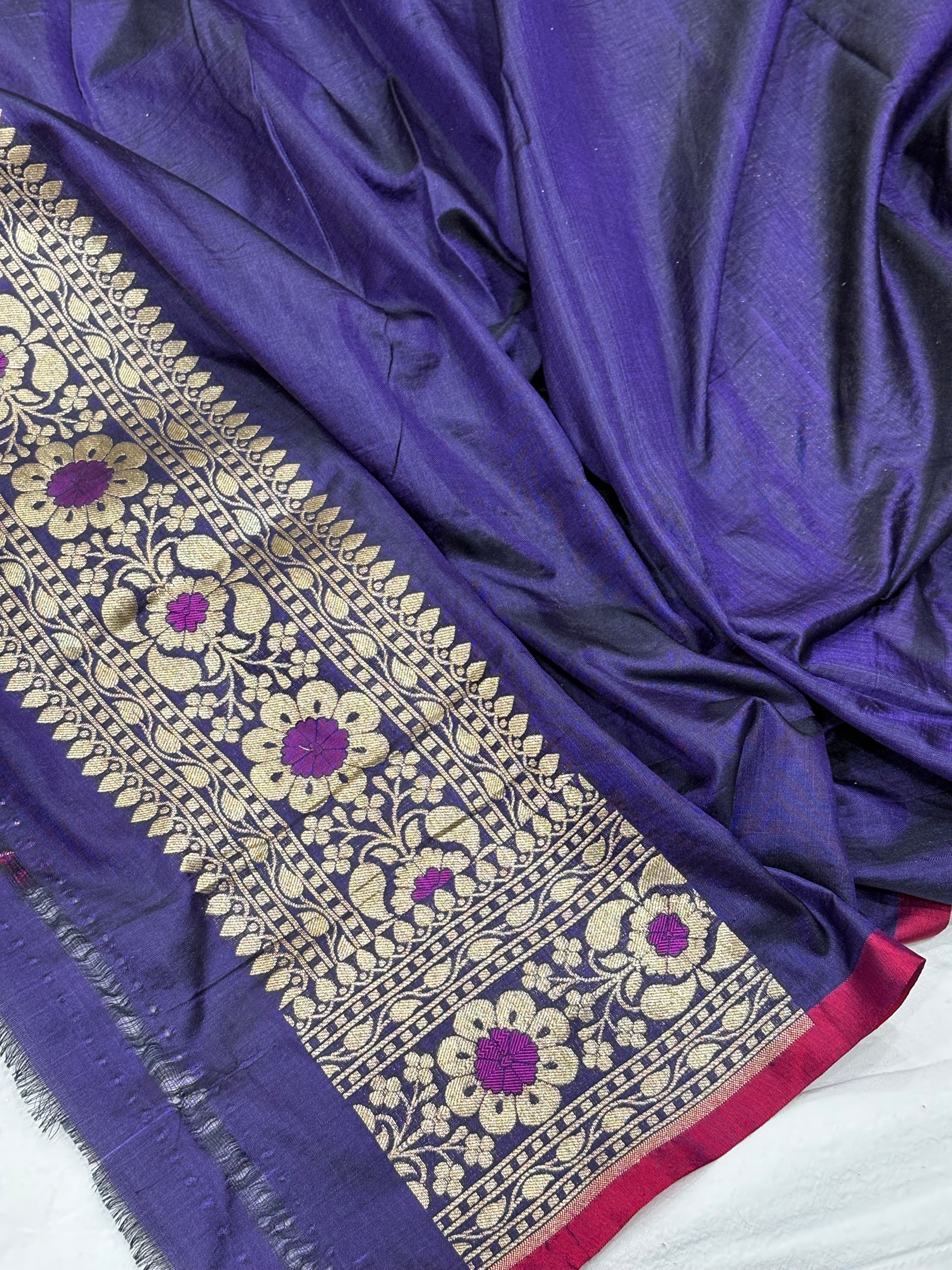 Midnight Blue Pure Banarasi Katan Silk Saree