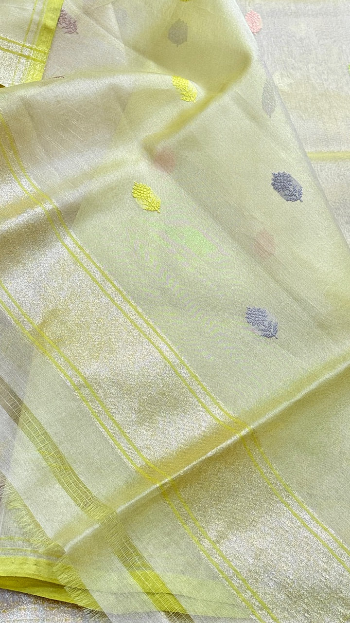 Baby Pink Banarasi Kora Silk Handwoven Saree