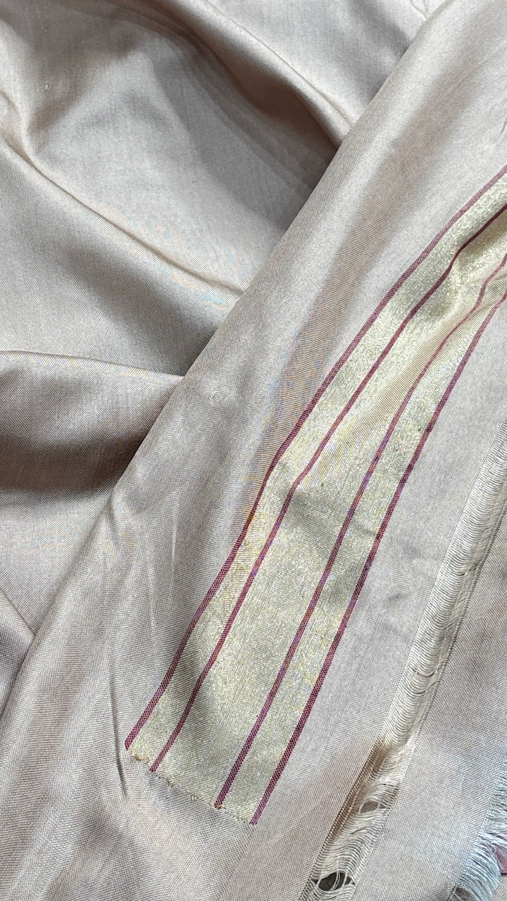 Ivory Pure Banarasi Ektara Silk Handwoven Saree