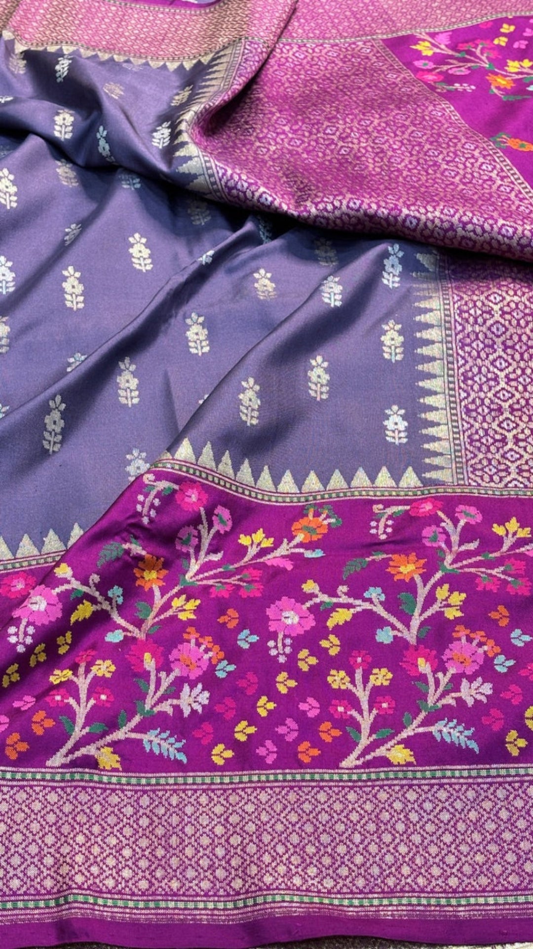 Lavender Pure Banarasi Ektara Silk Handwoven Saree