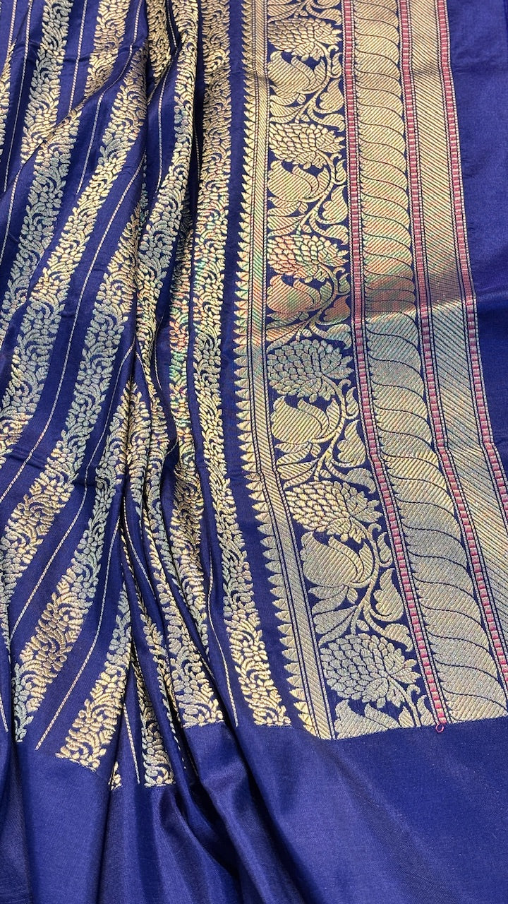 Blue Pure Banarasi Katan Silk Handloom Saree