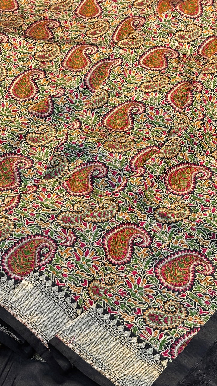 Black Pure Banarasi Katan Silk Handloom Saree