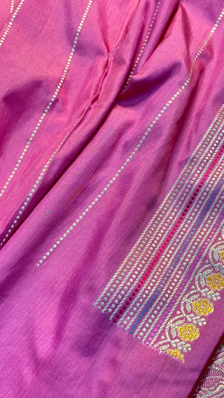Magenta Pink Pure Banarasi Katan Silk Handloom Saree