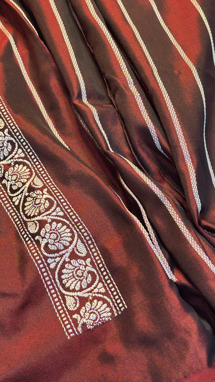 Maroon Pure Banarasi Ektara Silk Handwoven Saree