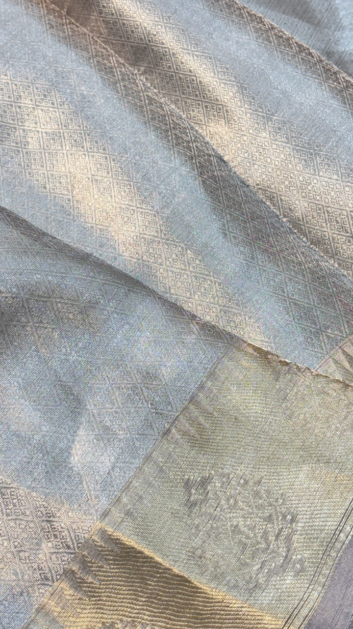 Molten Silver Pure Zari Tissue Saree