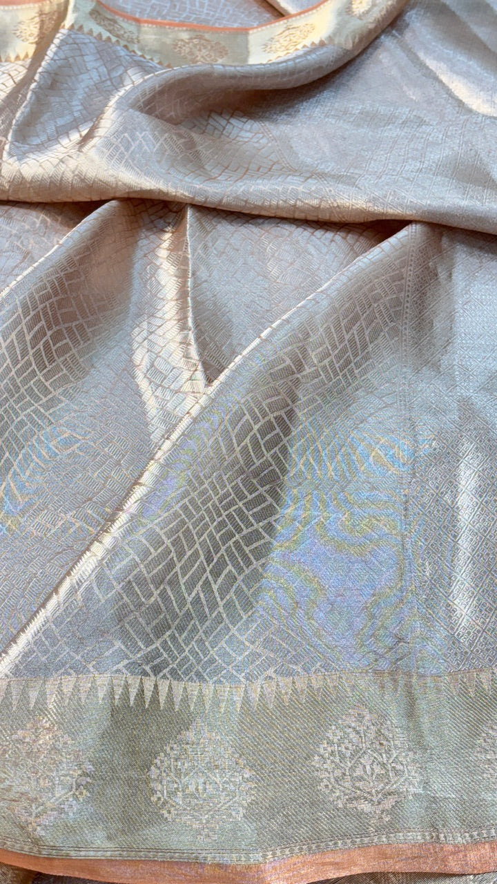 Molten Silver Pure Zari Tissue Saree