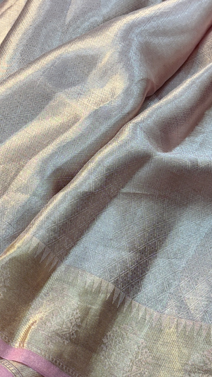 Molten Silver Pure Zari Tissue Saree
