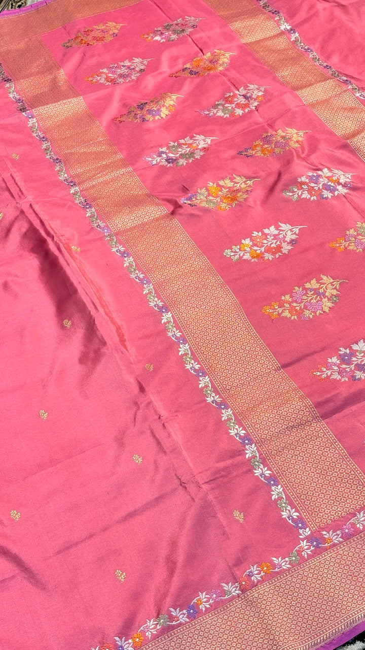 Pink Pure Banarasi Katan Silk Handloom Saree