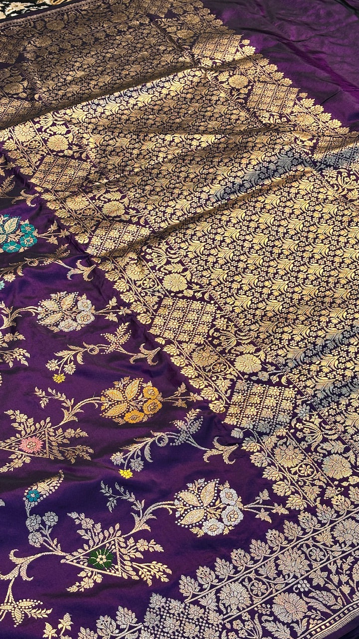 Purple Pure Banarasi Katan Silk Handloom Saree