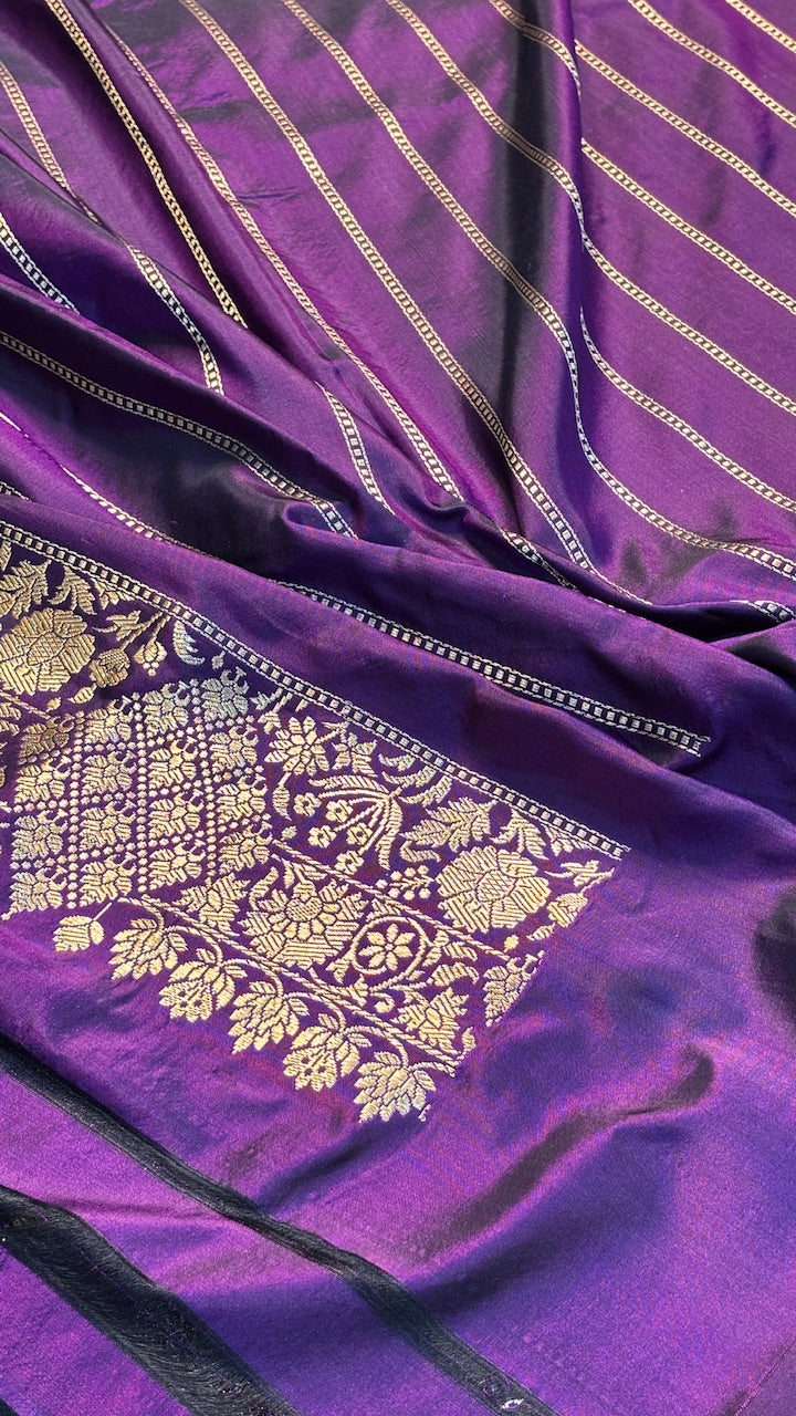 Purple Pure Banarasi Katan Silk Handloom Saree