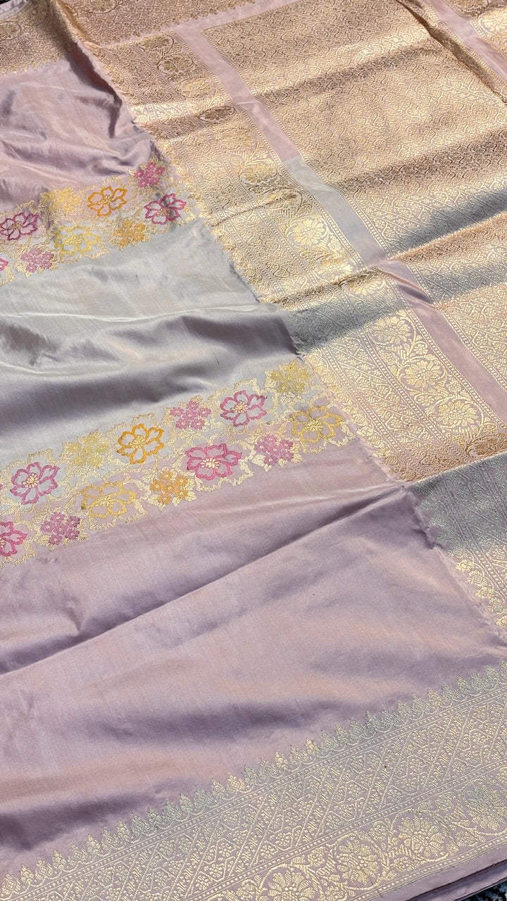 Blush Orchid Pink Pure Banarasi Katan Silk Handloom Saree