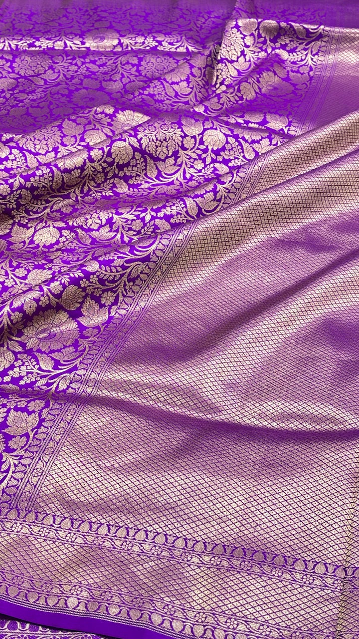 Purple Banarasi Brocade Silk Saree