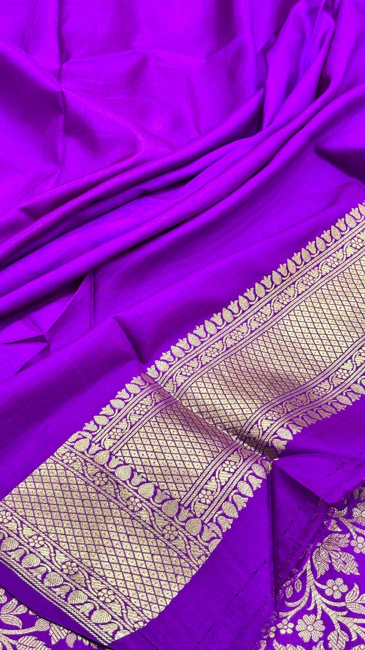 Purple Banarasi Brocade Silk Saree