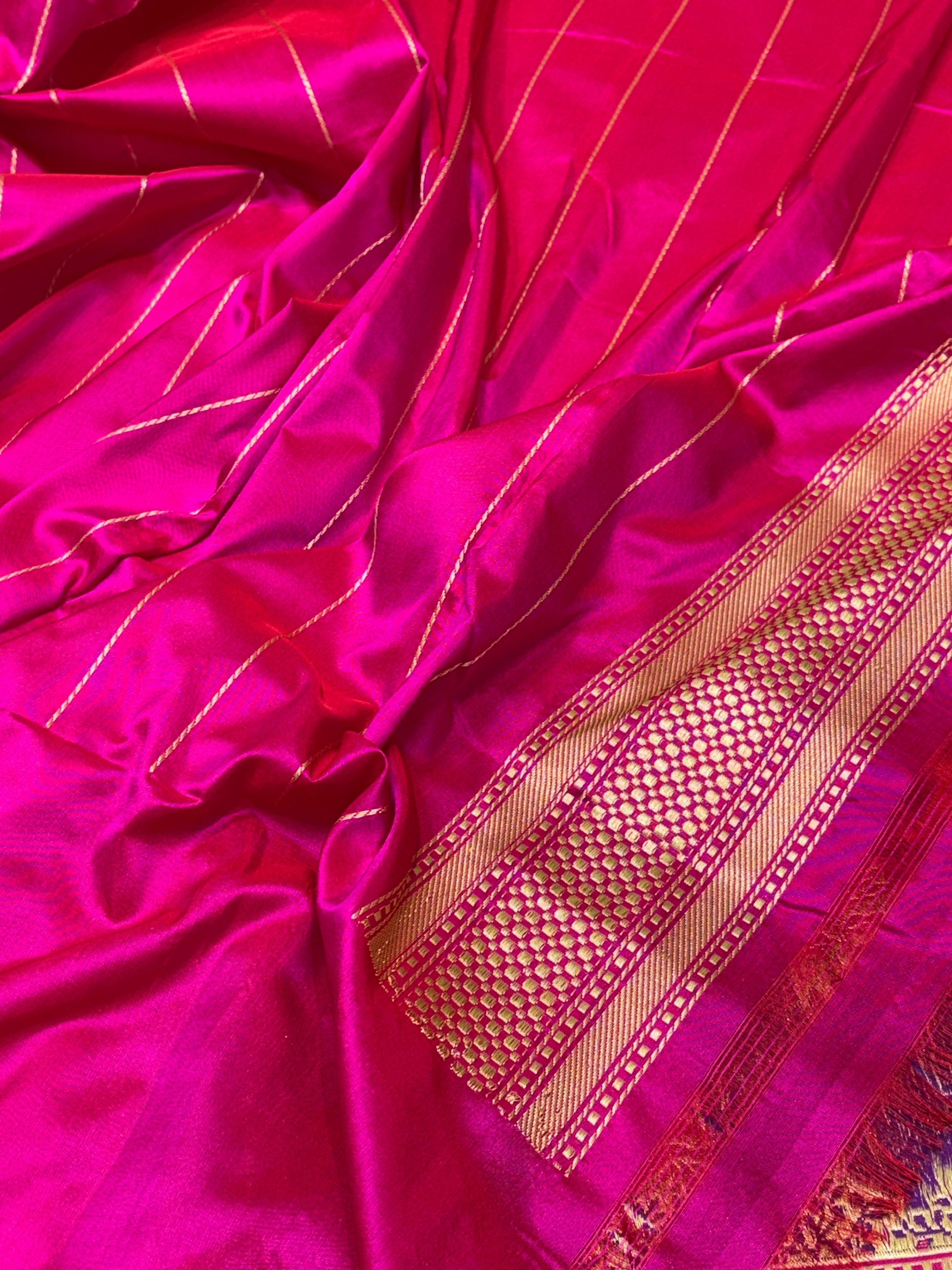 Rani Pink Banarasi Pure Katan Silk Handwoven Saree