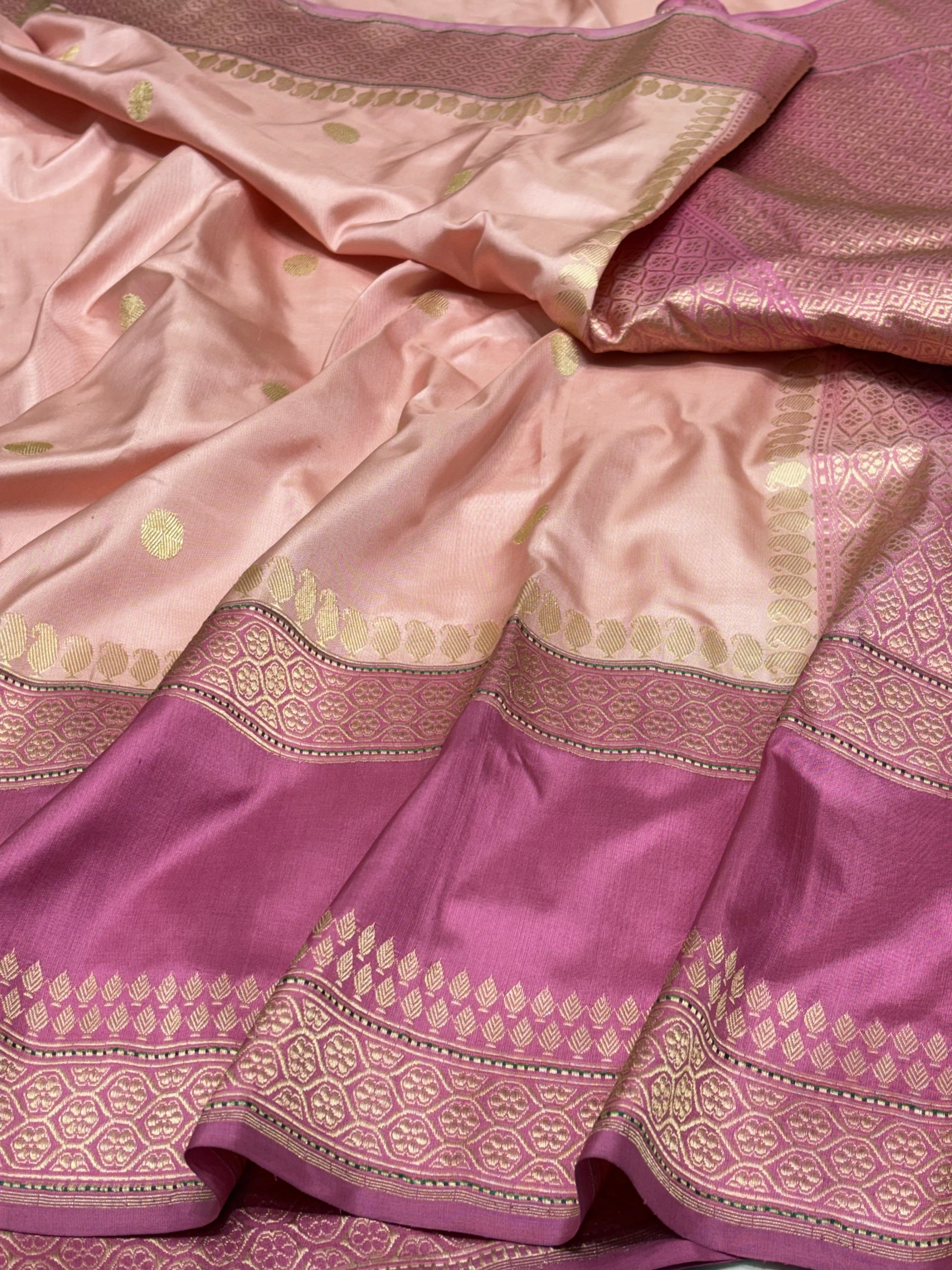 Peach Pure Banarasi Ektara Silk Handwoven Saree