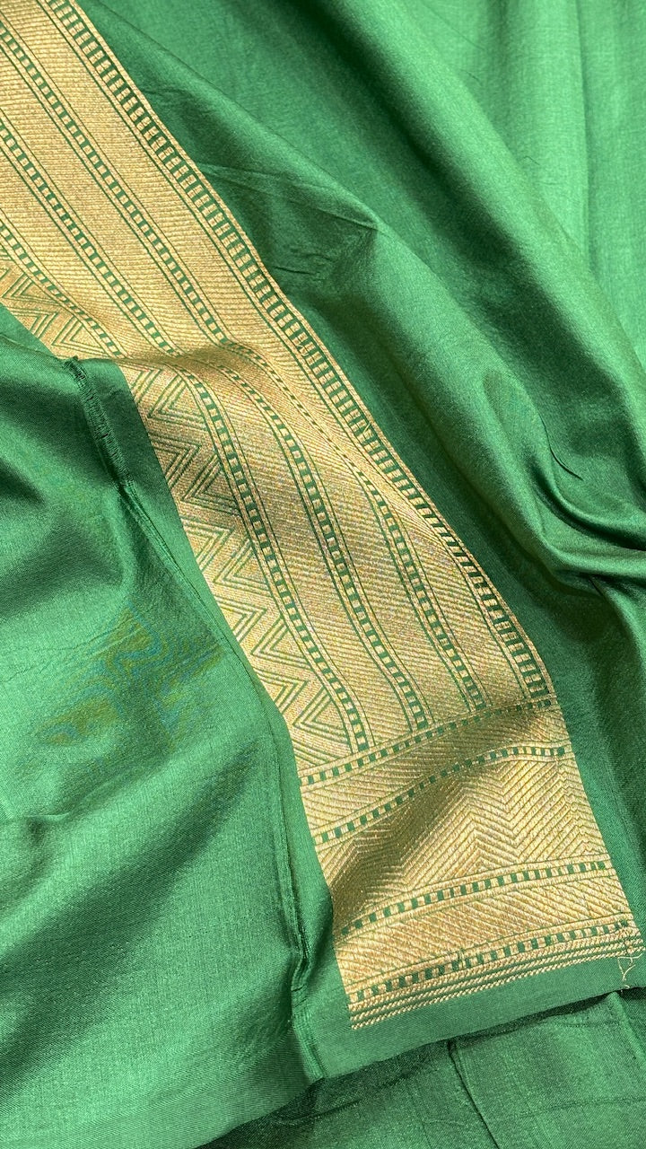 Bottle Green Banarasi Brocade Silk Saree