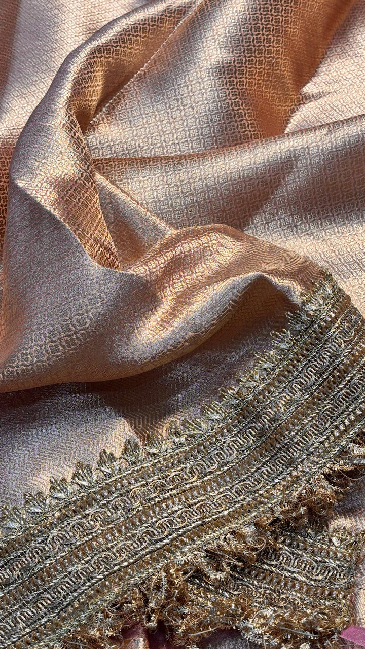 Blush Pink Banarasi Tissue Silk Handwoven Saree